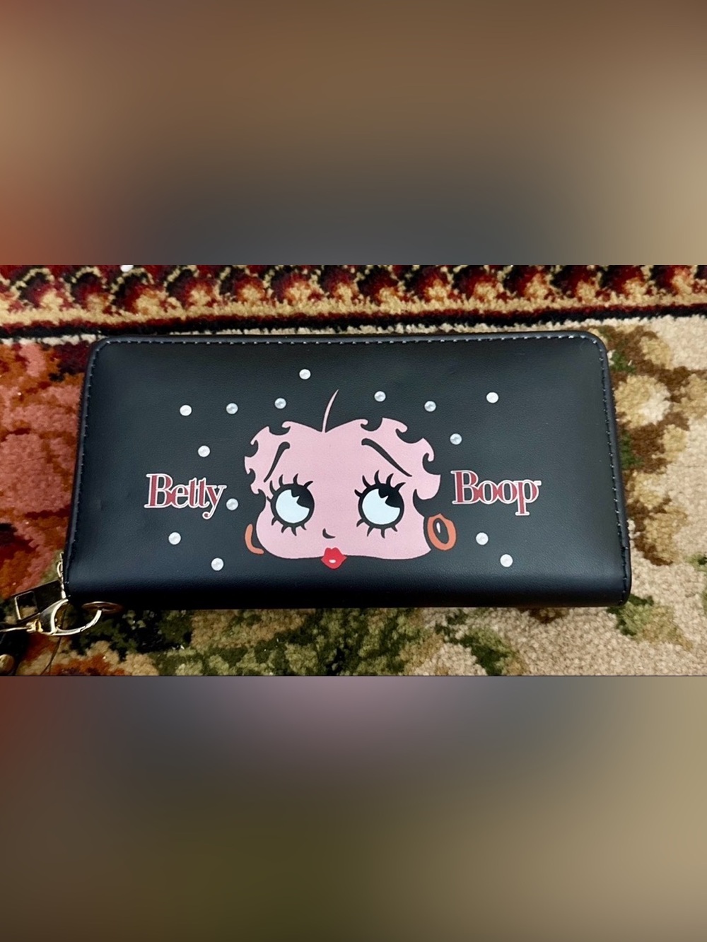 Betty Boop Black Wallet with Pink Face Graphic